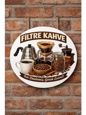 Mayeka Filtre Kahve Temalı Cafeler Kahveciler Baristalar Için Ahşap Duvar Kapı Dekoratif Süs Tablo