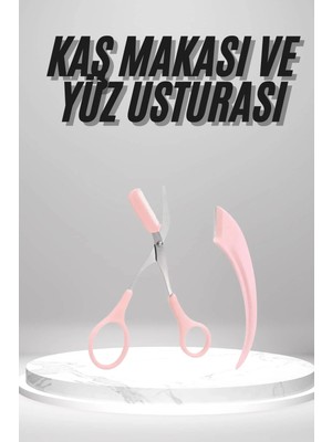 TKÇ 2'li Kaş Bakım Seti Taraklı Kaş Makası ve Kaş Usturası Kaş Şekillendirici