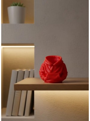 TKÇ Kırmızı Hoodie Kalemlik 10X10 cm Masa Üstü Düzenleyici