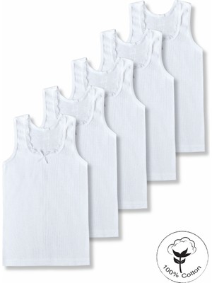 Panfilia %100 Pamuk Kız Çocuk Kalın Askılı Atlet 5'li Set/ Fanila / Iç Çamaşır