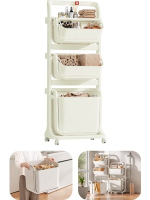 Dekohop Banyo Mutfak Çocuk Odası Düzenleme Raf Çok Amaçlı Tekerlekli Modüler Organizer Sepet