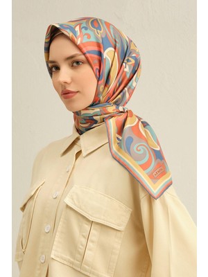 Armine Sura Ipek Eşarp Mavi, Kiremit, Gri