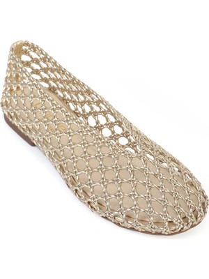 Capone Outfitters Johanna El Örgüsü Hasır Deri Astarlı Kadın Babet