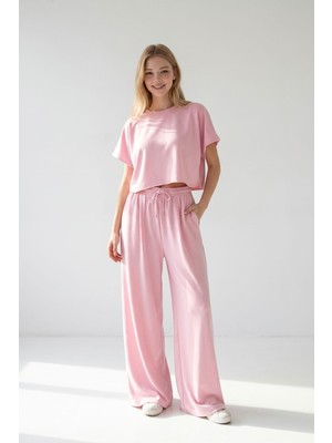 Bacc Pembe Bol Paça Rahat Kesim Modal Kumaş Alt Üst Takım