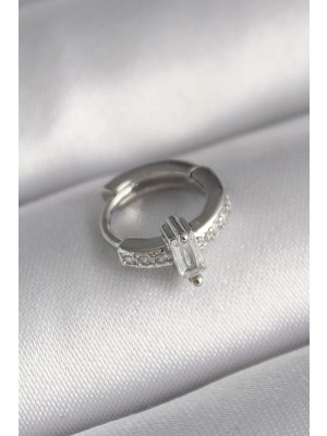 Uslucan Alışveriş 316L Çelik Gümüş Renk Zirkon Taşlı Tragus Piercing