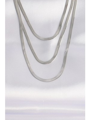 Uslucan Alışveriş 316L Çelik Italyan Zincir Gümüş Renk Çoklu Kolye