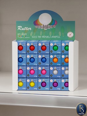 Rutter RT-1001 G45 E27 Renkli Ampul Gece Lambası Kırmızı-Mavi-Yeşil-Sarı-Turuncu-Mor-Pembe-Beyaz Renkli (Fişli Duylu / Duysuz Seçenekli)