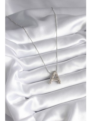 Youday Accessories 316L Çelik Gümüş Renk Bubble "a" Harf Model Kadın Kolye