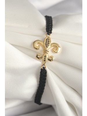 Youday Accessories Pirinç Gold Renk Zirkon Taş Işlemeli Zambak Figür Asansörlü Makrome Model Kadın Bileklik