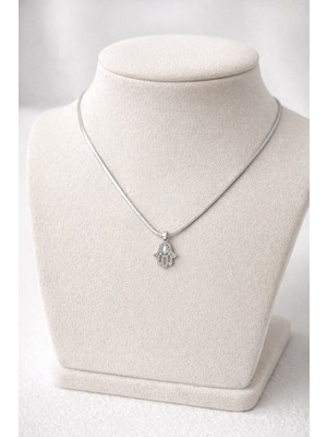 Youday Accessories Zirkon Taşlı Hamsa Fatma Eli Çelik Kolye Model 1 – Kararmaz, Alerji Yapmaz Zarif Kadın Kolyesi