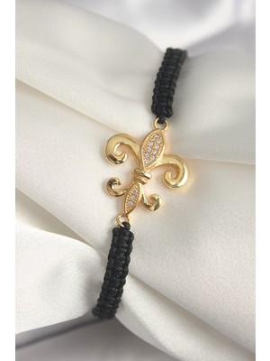 Youday Accessories Pirinç Gold Renk Zirkon Taşlı Zambak Figür Asansörlü Makrome Model Kadın Bileklik