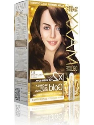 Hakay Maxx Deluxe Gold Serisi 24K Altın Parçacıklı Serum ile 1 Kutu 2 x 50 ml ve Geliştiriciler Saç Boyası (Çikolata Kahve 6.7)