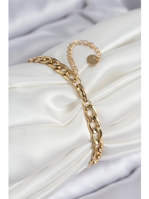 Youday Accessories 316L Çelik Nazar Boncuk Detaylı Yonca Model Gold Renk Kadın Bileklik