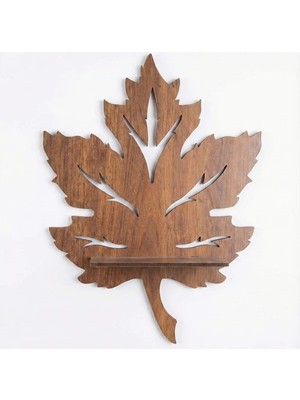 Bezos Dekoratif Yaprak Duvar Rafı Mdf Lazer Kesim Duvar Süsü Mini Raf Bitki ve Obje Standı