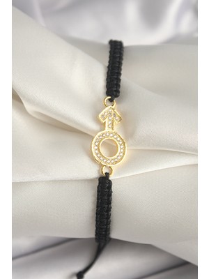 Youday Accessories Pirinç Gold Renk Zirkon Taşlı Mars Figür Asansörlü Makrome Model Kadın Bileklik