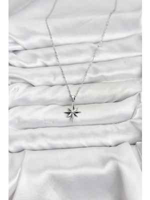 Youday Accessories 316L Çelik Zincir Gümüş Renk Kutup Yıldızı Model Kadın Kolye