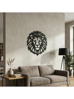 Bezos Aslan Başı Duvar Tablosu Mdf Lazer Kesim Modern Aslan Figürlü Duvar Süsü Güçlü Dekor