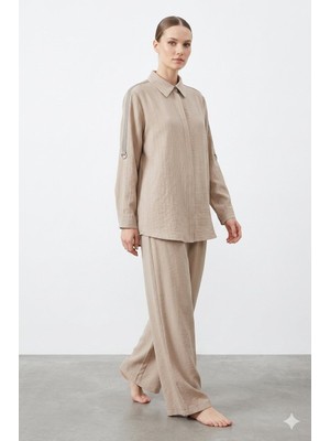 Nuss 1055 Kendinden Çizgili Pantolonlu Takım
