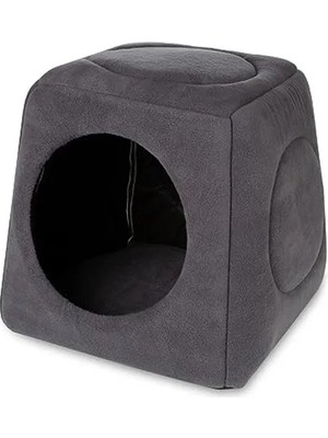 Hakay 40X40 cm Gri Renkli Yıkanabilir Üç Fonksiyonlu Kedi Yatağı