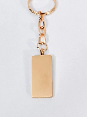 Moncuk Design Kişiselleştirilebilir Rose Gold Dikdörtgen Metal Anahtarlık - Sade ve Zarif Boş Künye