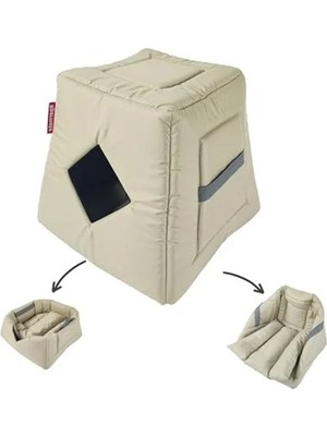 Hakay 3 Fonksiyonlu Kedi Evi, Yatak ve Mağara Bej Renk