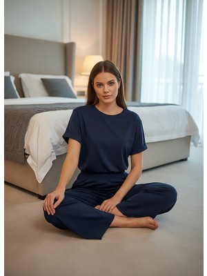 Mihra Kadın Oysho Bisiklet Yaka Kısa Kol Ince Pijama Takımı 20102L - 1 Adet