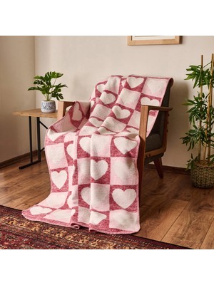 Matmel Soft Amour Pamuklu Tv Battaniyesi - Pembe / Kırmızı - 130X170 cm