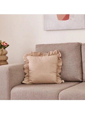 Matmel Soft Larvik Fırfırlı Kırlent - Bej- 40X40 cm
