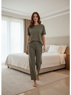 Mihra Kadın Oysho Bisiklet Yaka Kısa Kol Ince Pijama Takımı 20102H - 1 Adet