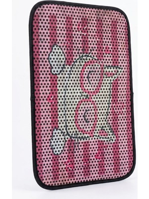 Nova Epoxy Art Kedi Tuvaleti Paspası Pembe Çizgili ve Gözlüklü Kedi Tasarımlı