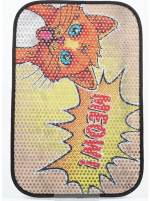 Nova Epoxy Art Kedi Tuvaleti Paspası Pop-Art Tasarımlı Meow Yazılı