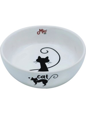 Nova Epoxy Art Seramik Kedi Mama ve Su Kabı Kedi Desenli