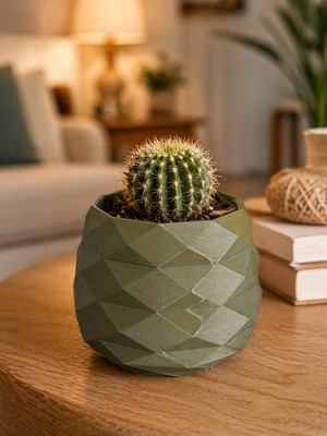 Besing Geometrik Mini Kaktüs Saksısı | Dekoratif Masa Üstü Saksı | 3D Baskı