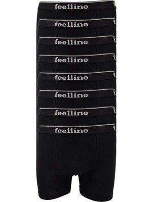 Die Grup 8 Adet Feelline Siyah Pamuklu Doğal Likralı Erkek Boxer