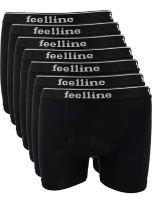 Die Grup 7 Adet Feelline Siyah Pamuklu Doğal Likralı Erkek Boxer