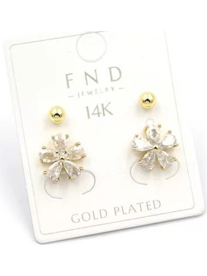 Die Grup Çoklu Çiçek Küpe - Altın