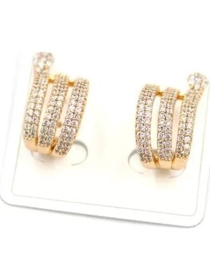 Die Grup Taşlı Halka Küpe - Rose