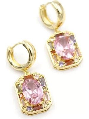 Die Grup Taşlı Küpe - Pembe