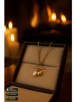 ✨ Midnight Shine – Golden Drop 18 Ayar Altın Kaplama Kolye 💫