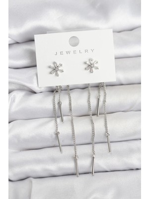 LTG Nova Çiçek Model Gümüş Pirinç Sallantılı Kadın Küpe