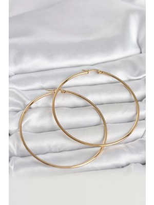 LTG Nova Çelik Gold Renk 70 mm Kadın Halka Küpe - TJ-BKP11687