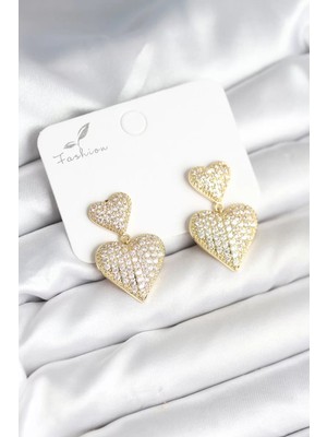 LTG Nova Model Zirkon Taşlı Gold Renk Pirinç Kadın Küpe - TJ-BKP11290