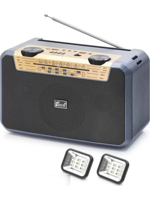 LTG Nova Bluetooth Fm Radyo USB Tf Aux Solar Şarjli Çift LED Aydinlatmali Kamp Hoparlör FP397S