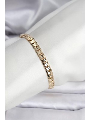 LTG Nova 14K Gold Renk Kaplama Ezme Zincir Model Kadın Bileklik - TJ-BB8116