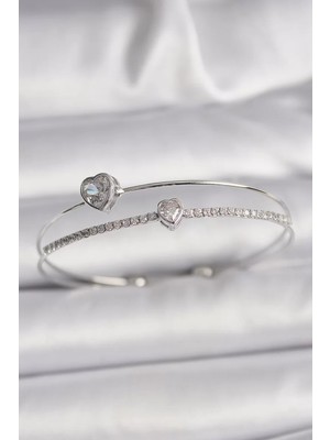 LTG Nova Pirinç Gümüş Renk Zirkon Taşlı Model Kadın Bileklik - TJ-BB6537