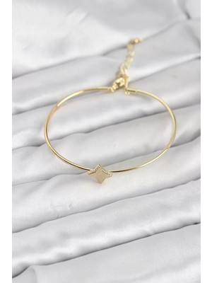 LTG Nova Gold Renk Pirinç Köşeli Yonca Model Kadın Bileklik - TJ-BB8233