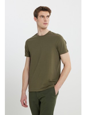 Altınyıldız Classics Slim Fit Dar Kesim Bisiklet Yaka Desenli Tişört