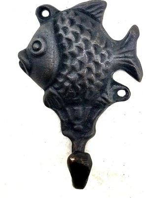 Senka Antika Tarz Dekoratif Pirinç Balık Figürlü Askı - 84X51MM, Oksit