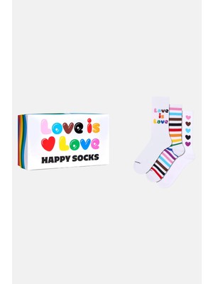 Happy Socks - Çok Renkli Sevgi Temalı 3’lü Sneaker Çorap Seti