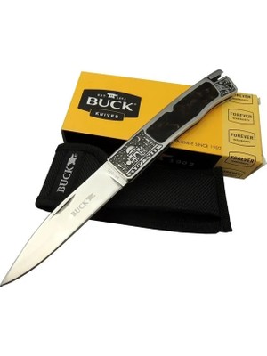 SHC4200 Buck Knives BK-001BRV Kamp Çakı 23 cm - Metal; Kauçuk Işlemeli Sap, Kılıflı